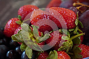 Closeup shot of a bunch of red fresh strawberries