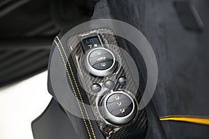 Closeup shot of buttons of the car interior