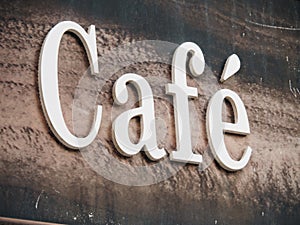 Closeup shot of a cafe billboard in Torremolinos, Spain