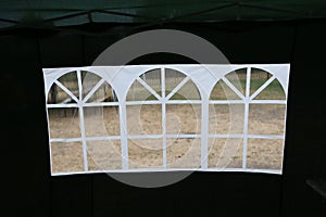 Closeup shot of canopy tent window