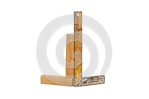 Closeup shot of carpenter rulers L-shape angle on white background photo