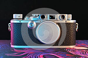 Closeup shot of the classic Leica camera photo