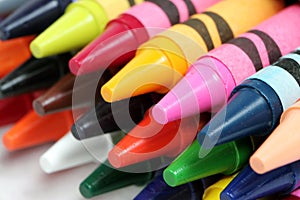 Closeup shot of colorful crayons