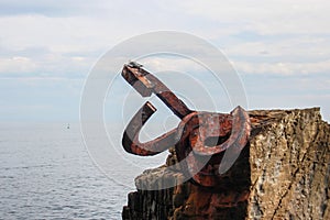 Closeup shot of The Comb of the Wind sculpture in Spain