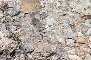 Closeup shot of conglomerate stone texture