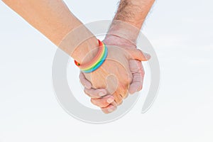 Closeup shot of a couple holding hands