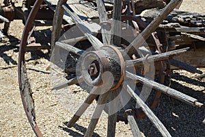 Closeup shot of a Decayed spoked wheel