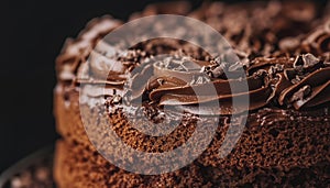 Closeup Shot Of Delicious Chocolate Sponge Cake With A Focus On Its Taste And Texture photo