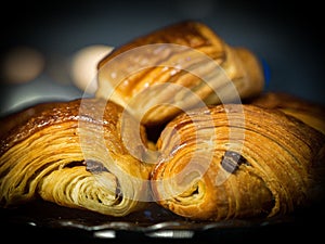 Closeup shot of dessert viennoiserie on top of each other photo