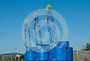 Closeup shot of drilling rigs