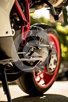 Closeup shot of a Ducati motorcycle