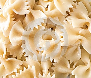 Closeup shot of farfalle pasta background