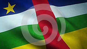 Closeup shot of the flag of Central African Republic with interesting textures