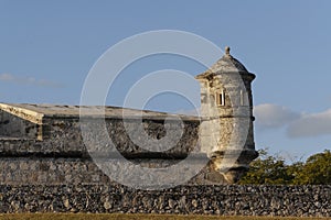 Closeup shot of the Fort of San Miguel in Campeche, Mexico