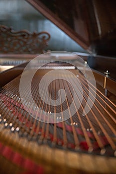 Closeup shot of a fortepiano with tiles photo