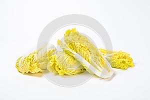 Closeup shot of fresh chinese cabbage isolated on white background