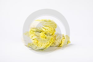 Closeup shot of fresh chinese cabbage isolated on white background