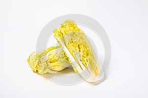 Closeup shot of fresh chinese cabbage isolated on white background