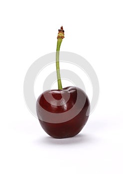 Closeup shot of fresh ripe cherry  isolated on a white background