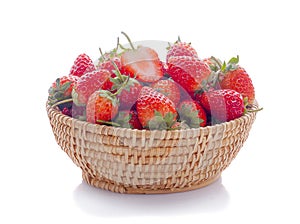 Closeup shot of fresh strawberries. Isolated on white background