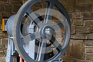 Closeup shot of a gear transmission mechanism photo