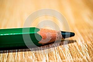 Closeup shot of green sharpened pencil