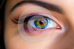 Closeup Shot Human Eyes, AI Generative