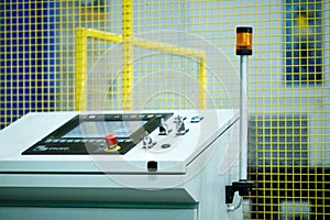 Closeup shot of an industrial machine for metal fabrication photo