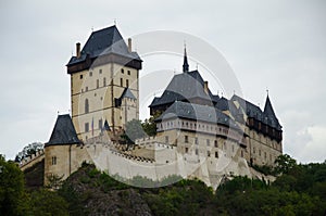 Closeup shot of the Karlstejn Castle in the Czech Republic