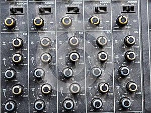 Closeup shot of knobs on the mixer