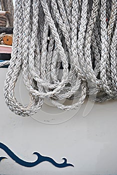 Closeup shot of a lot of a long woven rope with interesting textures