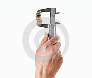 clamp and stack of coins