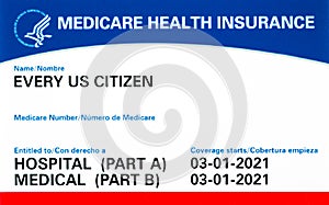 Closeup shot of medicare health insurance card