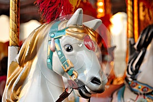 Closeup shot of a merry-go-round horse