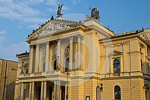 Closeup shot of Narodni muzeum in Prague, Czechia