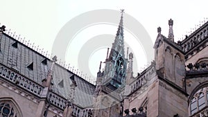 closeup shot of neogothic Mariendom cathedral in Linz, Upper Austria