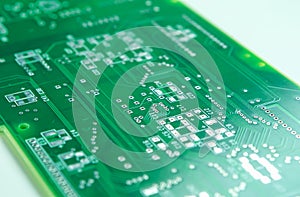 Closeup Shot of New Printed Circuit Board Prior to SMD and DIP Componentry Mounting.