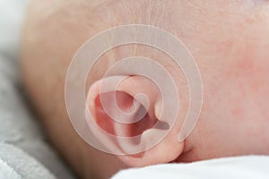 Closeup shot of newborn baby's ear