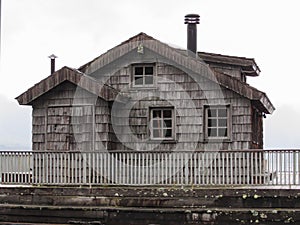 Closeup shot of an old abandoned house during gloomy weather