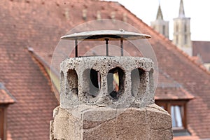 Closeup shot of an old chimney in Rothenburg ob der Tauber Germany