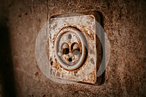 Closeup shot of an old dirty light switch