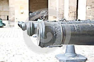 Closeup shot of old French army cannon