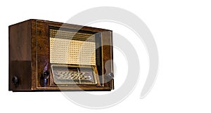 Closeup shot of an old radio isolated on a white background