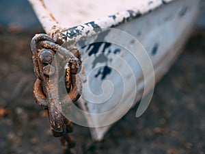 Closeup shot of an old rusted boat