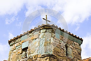 Closeup shot of an old stone church under a blue sky in Kavtiskhevi, Georgia