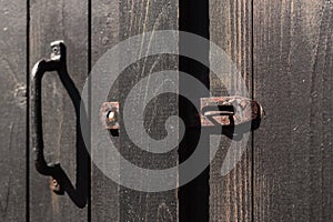 A closeup shot of old wooden barndoor photo