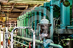 Closeup shot of one side of ship engine