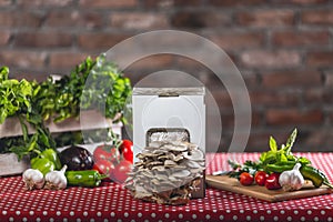 Closeup shot of the Oyster mushroom on the table