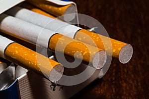 Closeup shot of pack of cigarettes