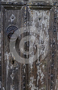 Closeup shot of part of an ancient wooden door